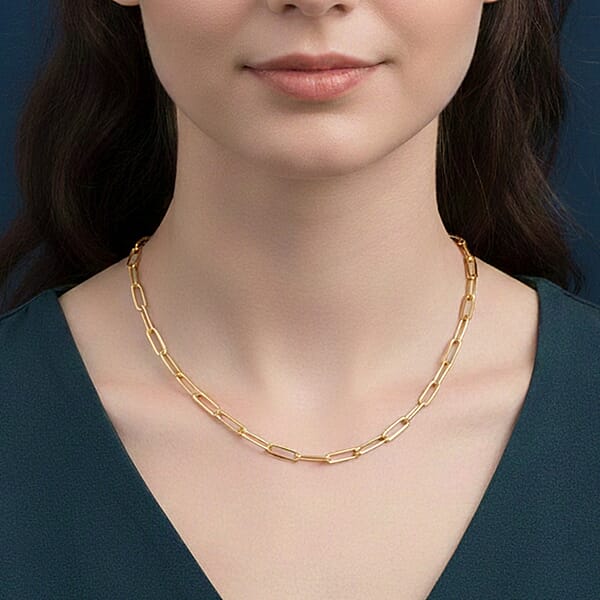 Shop Lc Italian Paper Clip Chain Necklace In 14K Yellow Gold Over Sterling Silver 14.94 Grams 20 Inches