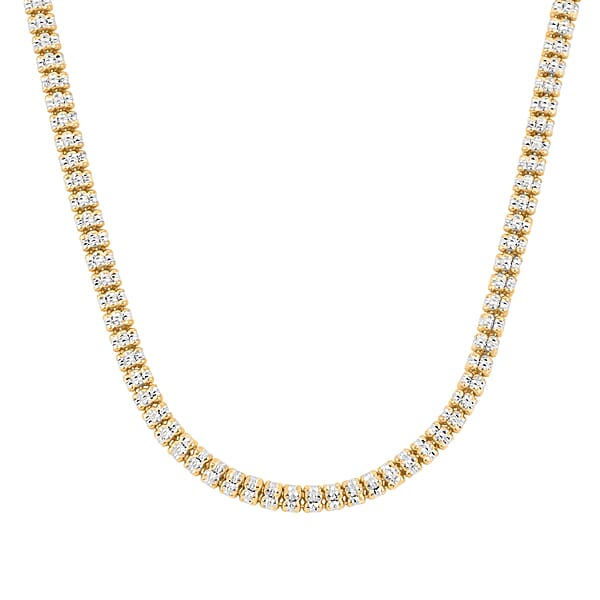 Shop Lc Italian Rhodium And 14K YG Over Sterling Silver Diamond-Cut Vero Lusso 5 Row Necklace 18 Inches 31.7 Grams