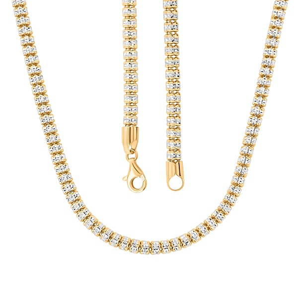 Shop Lc Italian Rhodium And 14K YG Over Sterling Silver Diamond-Cut Vero Lusso 5 Row Necklace 18 Inches 31.7 Grams