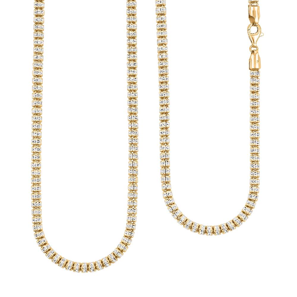 shop lc Italian Rhodium and 14K YG Over Sterling Silver Diamond-Cut Vero Lusso 5 Row Necklace 18 Inches 31.7 Grams
