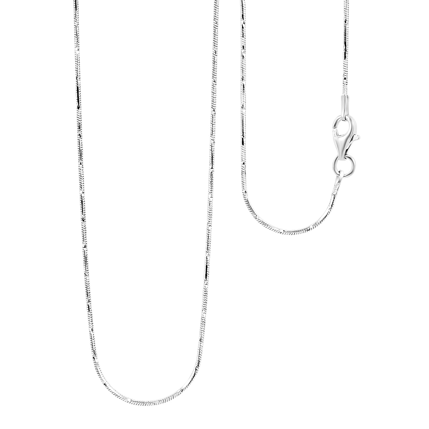 shop lc Italian Rhodium Over Sterling Silver 1mm Snake Square 8 Sided Diamond Cut Necklace 18 Inches 3.40 Grams