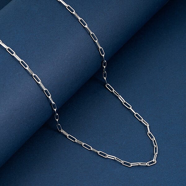 Shop Lc Italian Rhodium Over Sterling Silver 2.20mm Paper Clip Chain Necklace (16 Inches) (3.60 G)