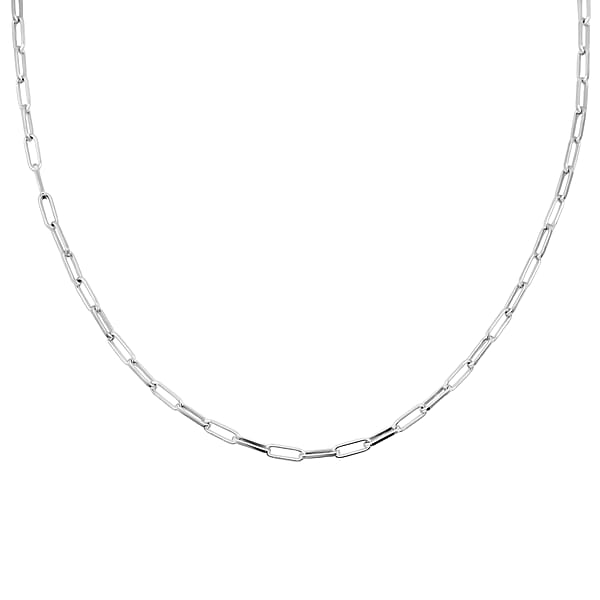 Shop Lc Italian Rhodium Over Sterling Silver 2.20mm Paper Clip Chain Necklace (16 Inches) (3.60 G)