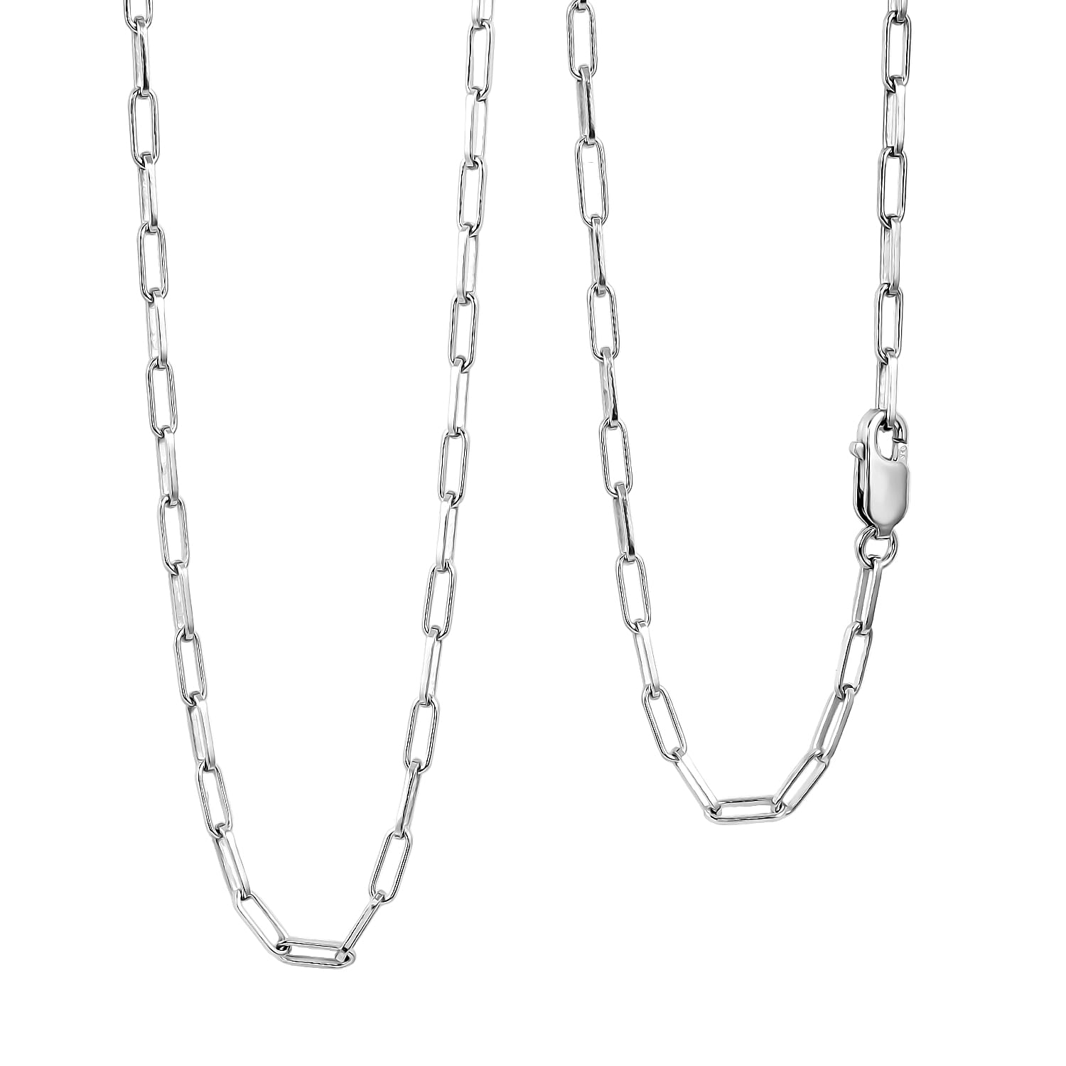 shop lc Italian Rhodium Over Sterling Silver 2.20mm Paper Clip Chain Necklace (16 Inches) (3.60 g)