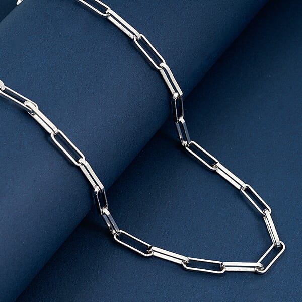 Shop Lc Italian Rhodium Over Sterling Silver 4.31mm Paperclip Chain Necklace (18 Inches) (13.9 G)