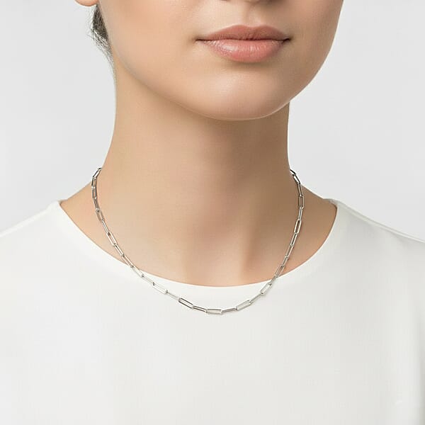 Shop Lc Italian Rhodium Over Sterling Silver 4.31mm Paperclip Chain Necklace (18 Inches) (13.9 G)