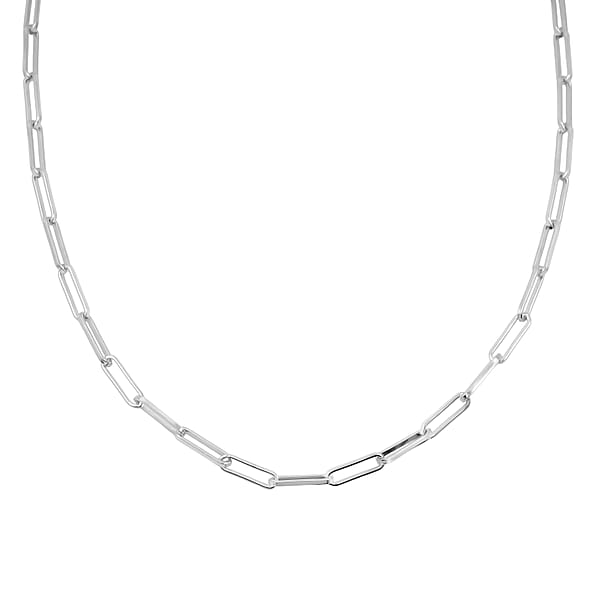 Shop Lc Italian Rhodium Over Sterling Silver 4.31mm Paperclip Chain Necklace (18 Inches) (13.9 G)