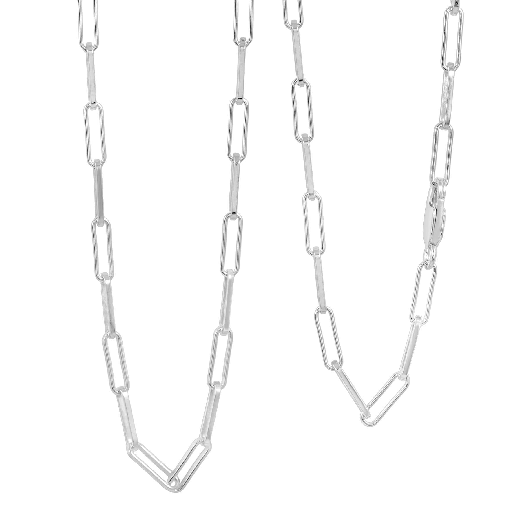 shop lc Italian Rhodium Over Sterling Silver 4.31mm Paperclip Chain Necklace (18 Inches) (13.9 g)