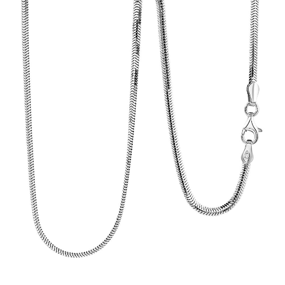shop lc Italian Rhodium Over Sterling Silver Diamond-cut Dragon Tail Chain Necklace (20 Inches) (4.97 Grams)
