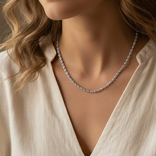 Shop Lc Italian Rhodium Over Sterling Silver Typhoon Chain Necklace 11.87 Grams 18 Inches