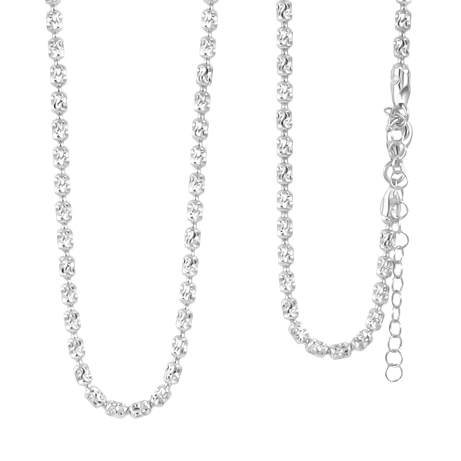 shop lc Italian Rhodium Over Sterling Silver Typhoon Chain Necklace 11.87 Grams 18 Inches