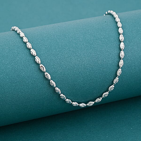 Shop Lc Italian Rice Chain Necklace In Rhodium Over Sterling Silver 6.3 Grams 20 Inches