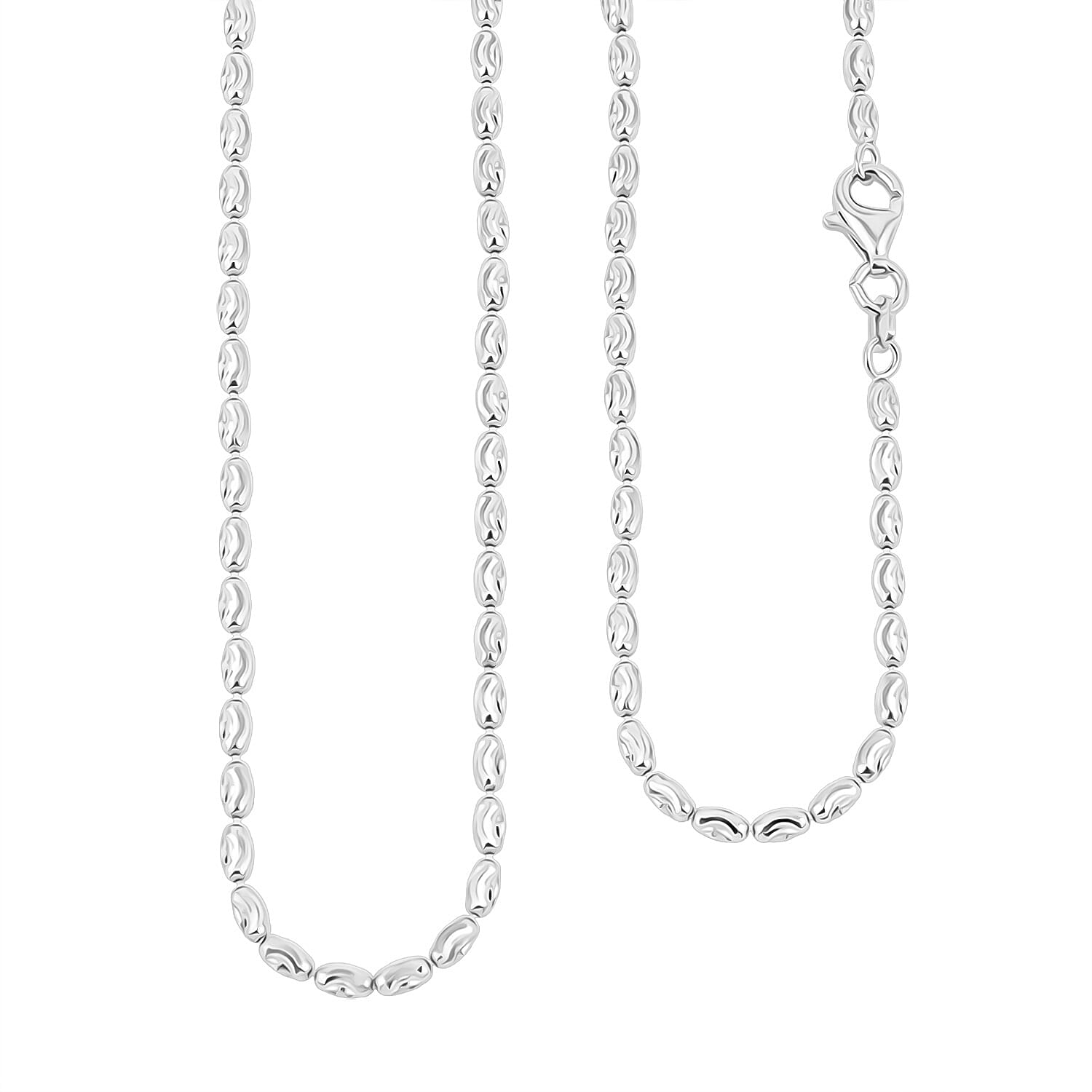 shop lc Italian Rice Chain Necklace in Rhodium Over Sterling Silver 6.3 Grams 20 Inches