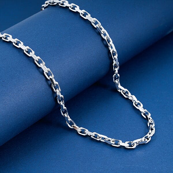 Shop Lc Italian Rolo 4 Lati Forzata Chain Necklace In Rhodium Over Sterling Silver 33.28 Grams 24 Inches
