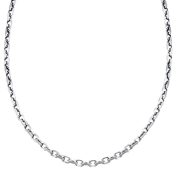 Shop Lc Italian Rolo 4 Lati Forzata Chain Necklace In Rhodium Over Sterling Silver 33.28 Grams 24 Inches