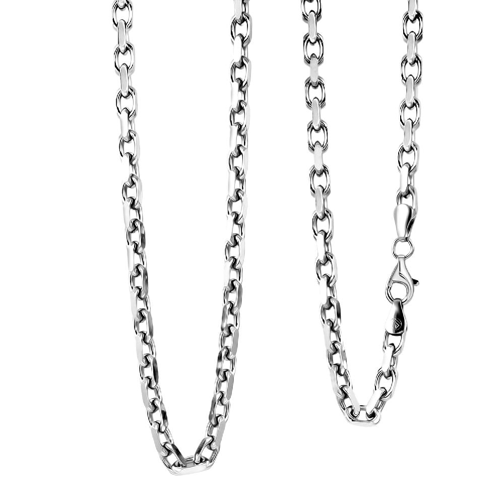 shop lc Italian Rolo 4 Lati Forzata Chain Necklace in Rhodium Over Sterling Silver 33.28 Grams 24 Inches