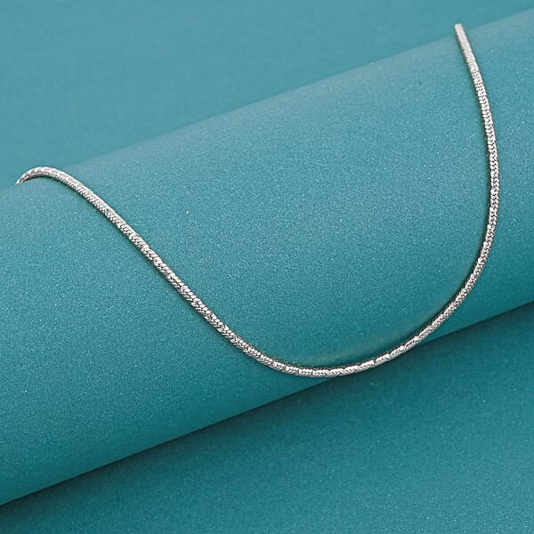 Shop Lc Italian Snake Chain Necklace In Rhodium Over Sterling Silver 9.74 Grams 24 Inches