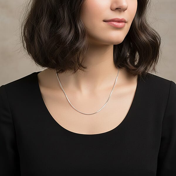 Shop Lc Italian Snake Chain Necklace In Rhodium Over Sterling Silver 9.74 Grams 24 Inches