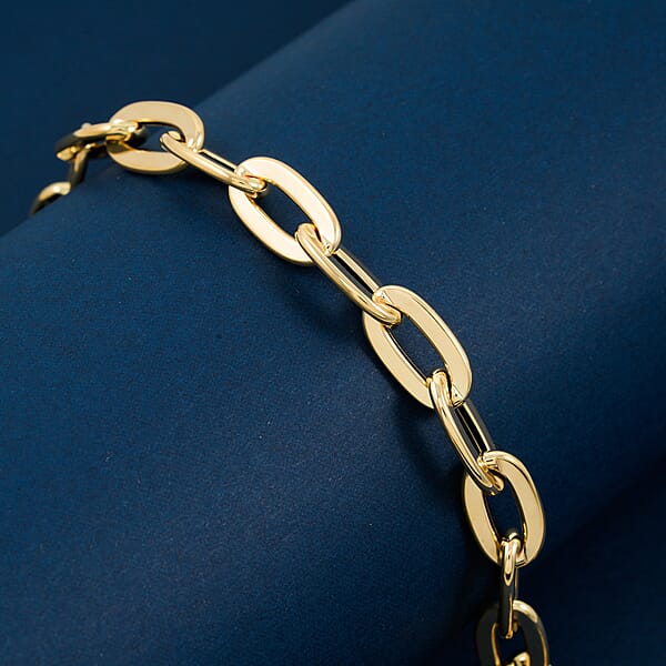 Shop Lc Italian Specchio Oval Rolo Chain Bracelet In 10K Yellow Gold (7.50 In) 4.8 Grams