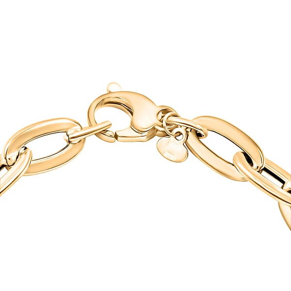 Shop Lc Italian Specchio Oval Rolo Chain Bracelet In 10K Yellow Gold (7.50 In) 4.8 Grams