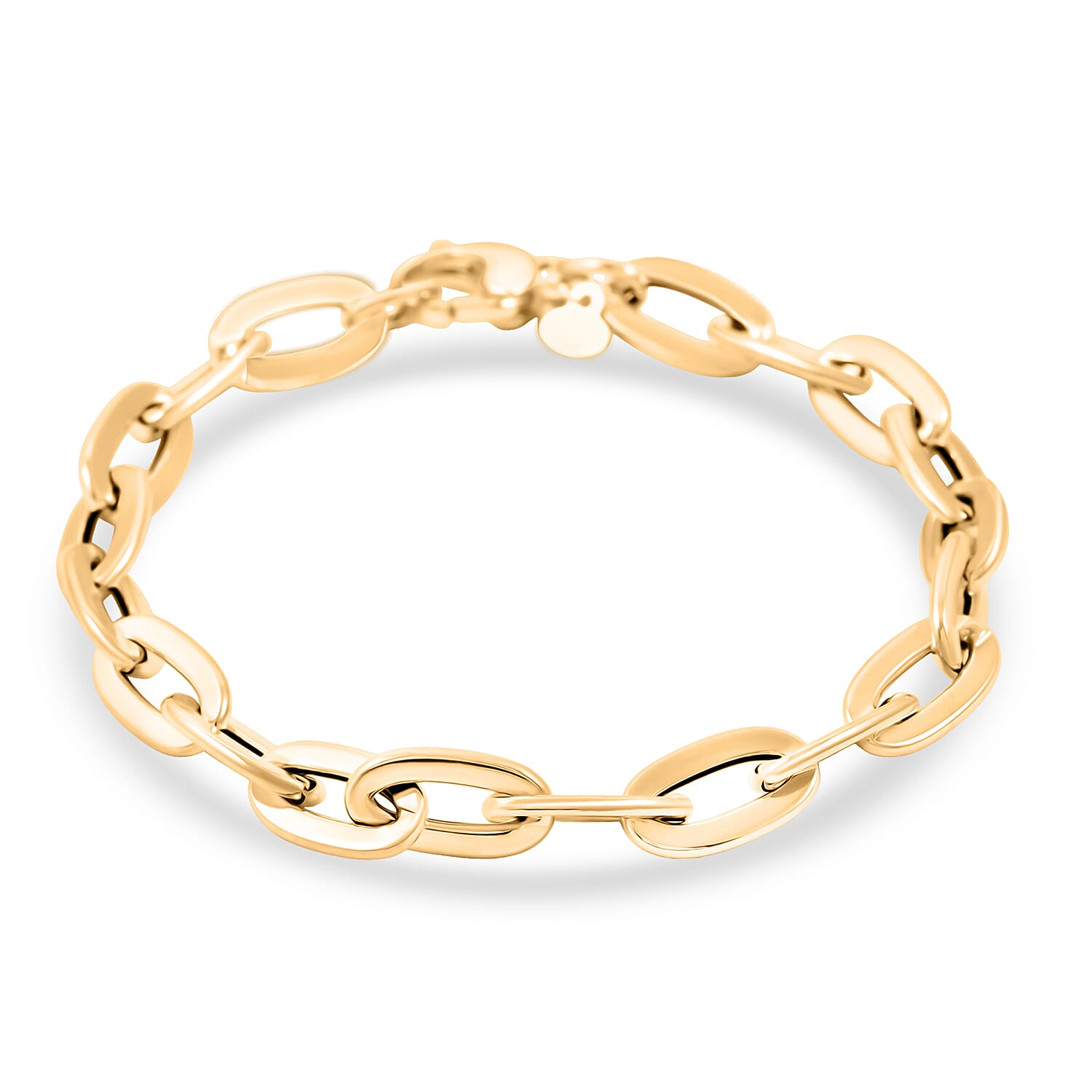 shop lc Italian Specchio Oval Rolo Chain Bracelet in 10K Yellow Gold (7.50 In) 4.8 Grams