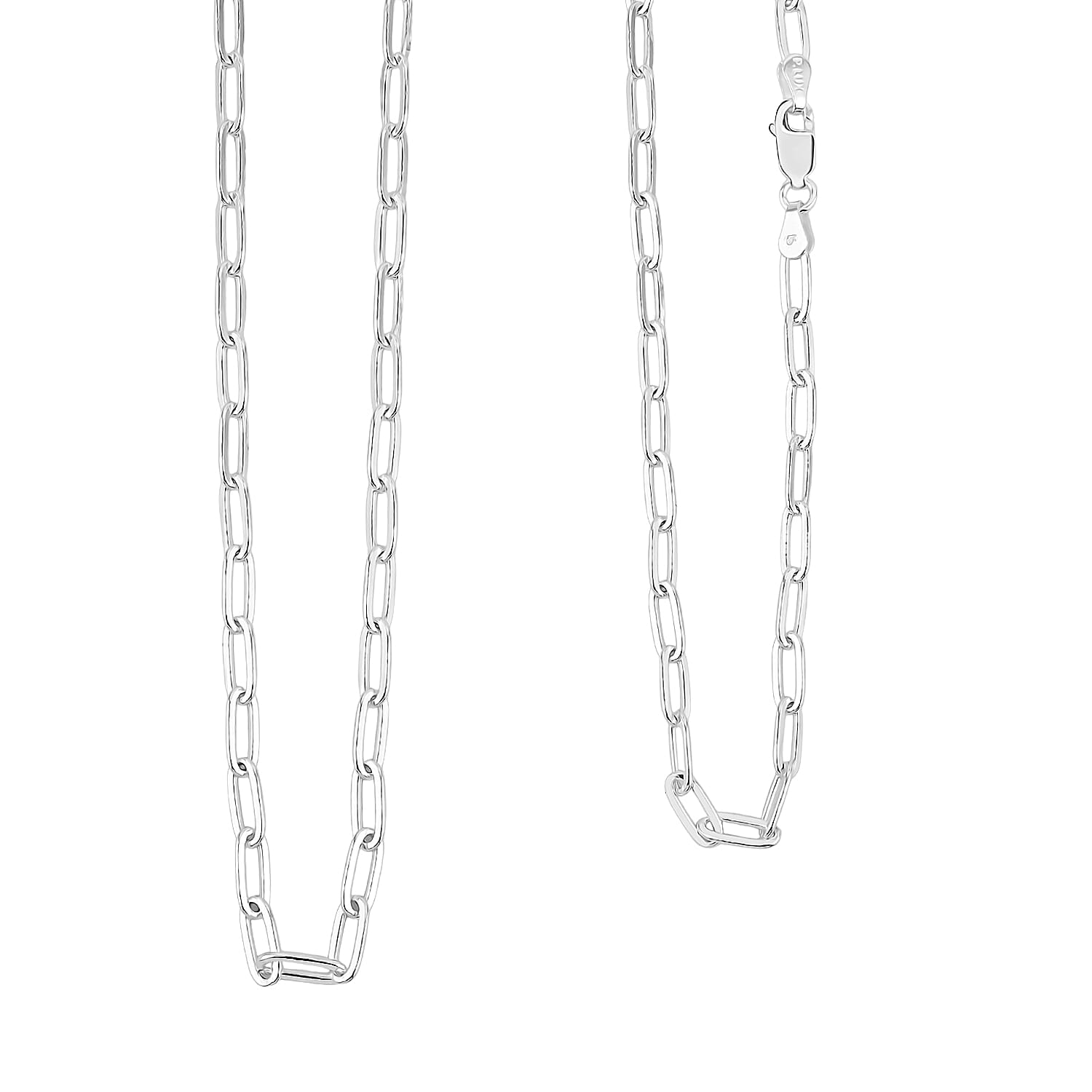 shop lc Italian Sterling Silver 3.6mm Paperclip Chain Necklace 24 Inches 12.48 Grams
