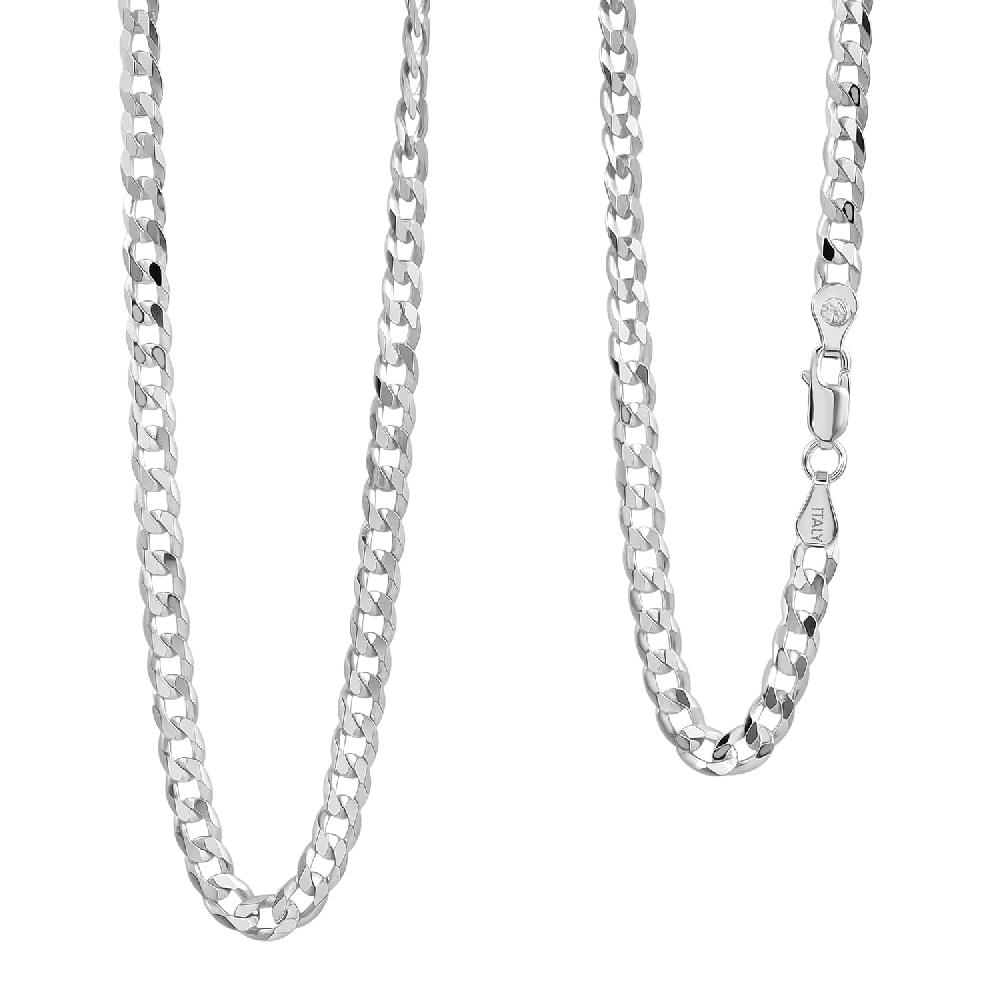 shop lc Italian Sterling Silver Cuban Chain Necklace (24 Inches) (17.02 Grams)