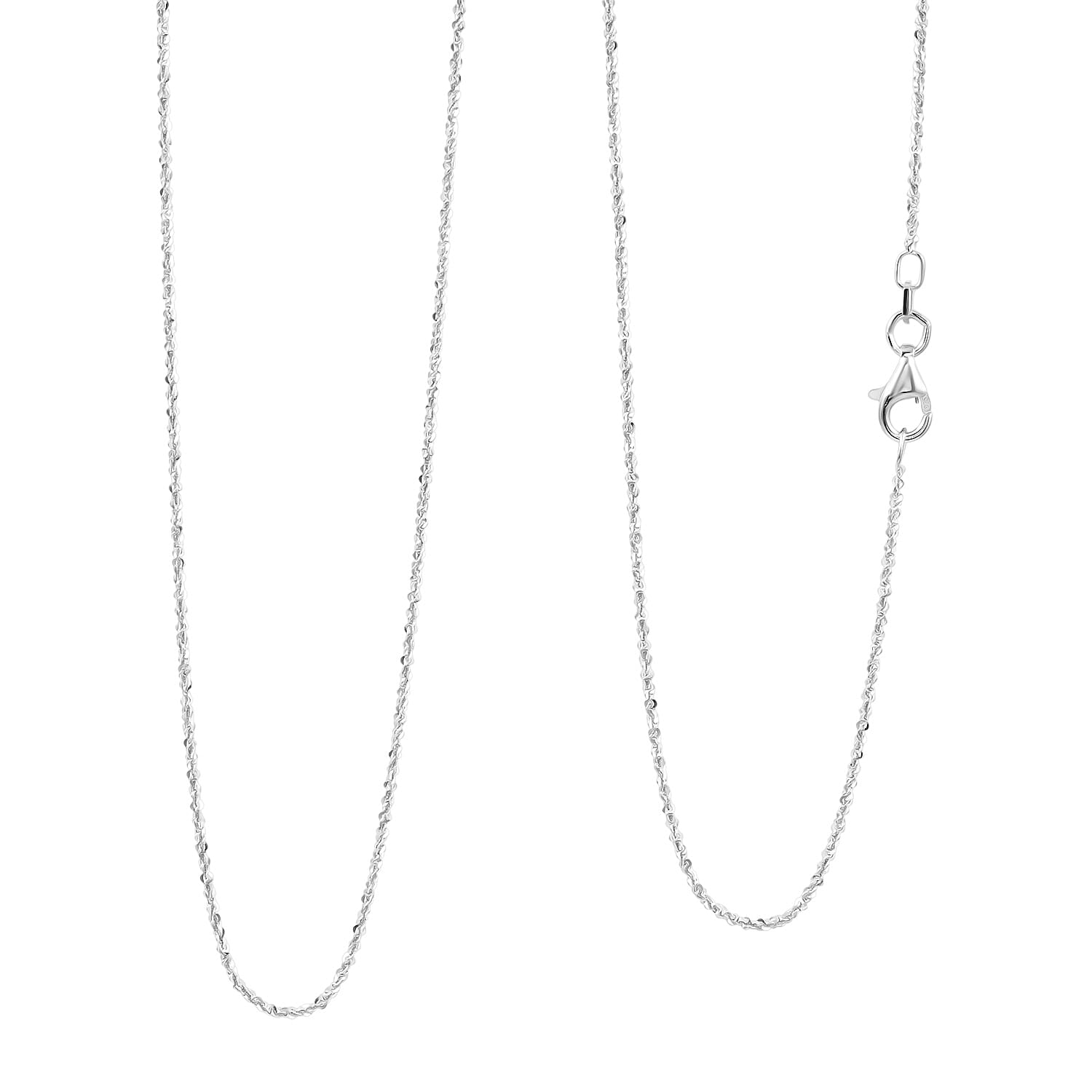 shop lc Italian Sterling Silver Diamond-cut Rock Chain Necklace (20 Inches) (2.51 Grams)
