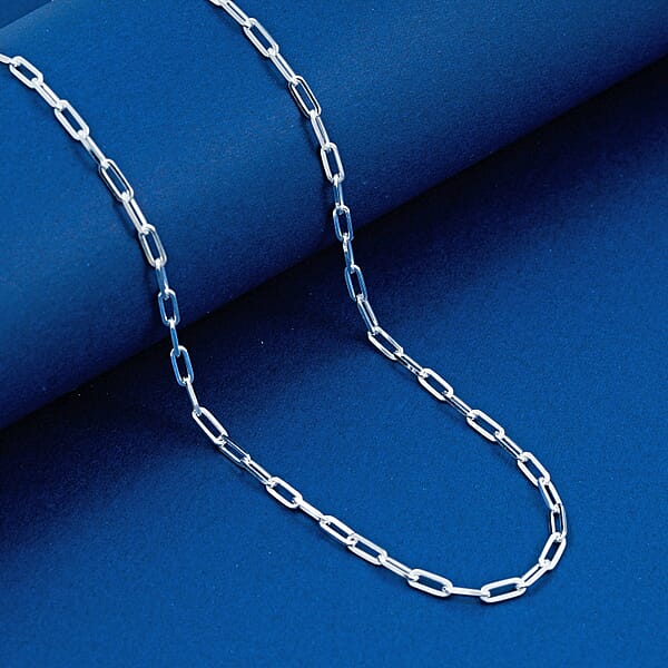 Shop Lc Italian Sterling Silver Paper Clip Chain Necklace (18 Inches) (5.6 Grams)