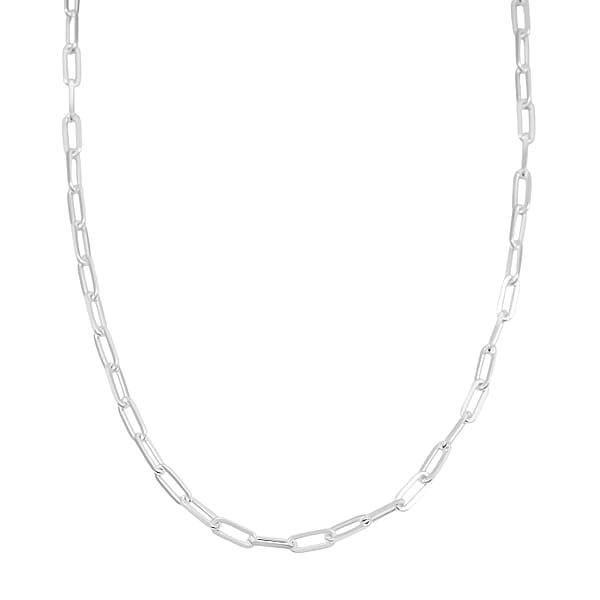Shop Lc Italian Sterling Silver Paper Clip Chain Necklace (18 Inches) (5.6 Grams)
