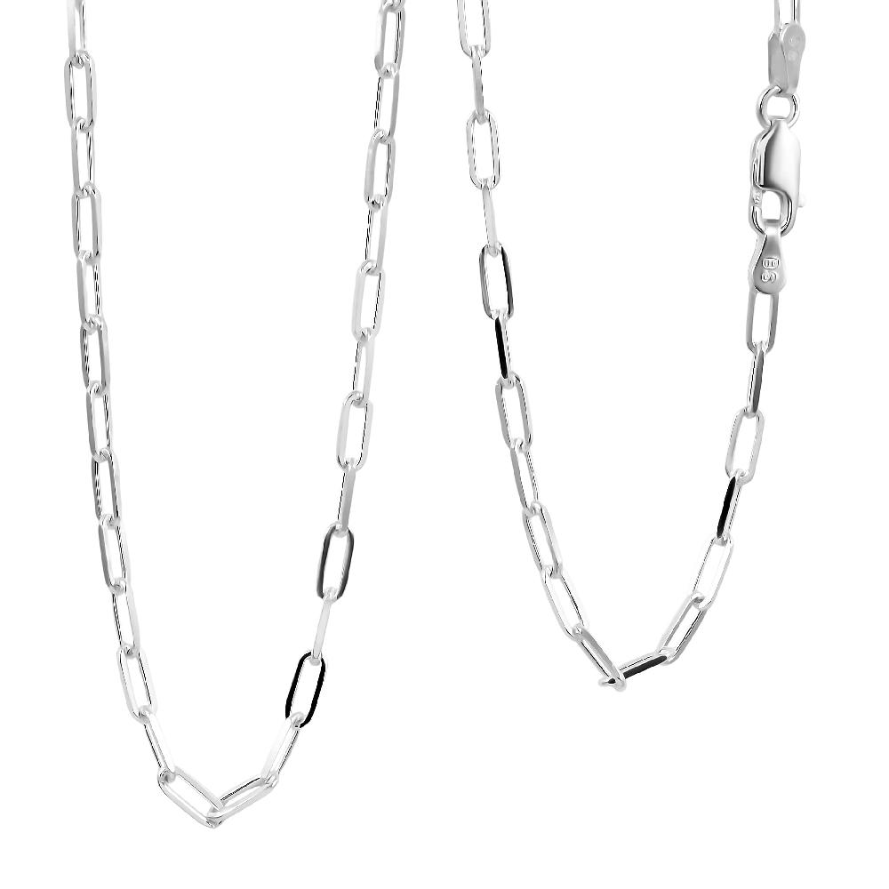 shop lc Italian Sterling Silver Paper Clip Chain Necklace (18 Inches) (5.6 Grams)