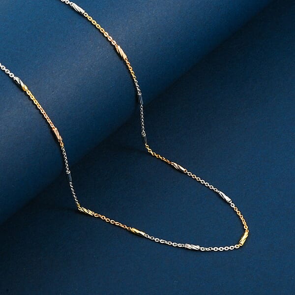 Shop Lc Italian Tube Chain Necklace In 14K YRG And Rhodium Over Sterling Silver 2.69 Grams 20 Inches