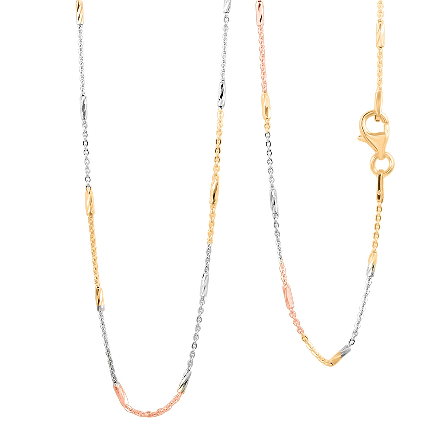 shop lc Italian Tube Chain Necklace in 14K YRG and Rhodium Over Sterling Silver 2.69 Grams 20 Inches