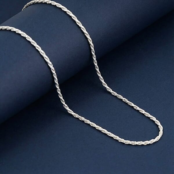 Shop Lc Italian Twisted Link Chain Necklace In Rhodium Over Sterling Silver 8.69 Grams 20 Inches