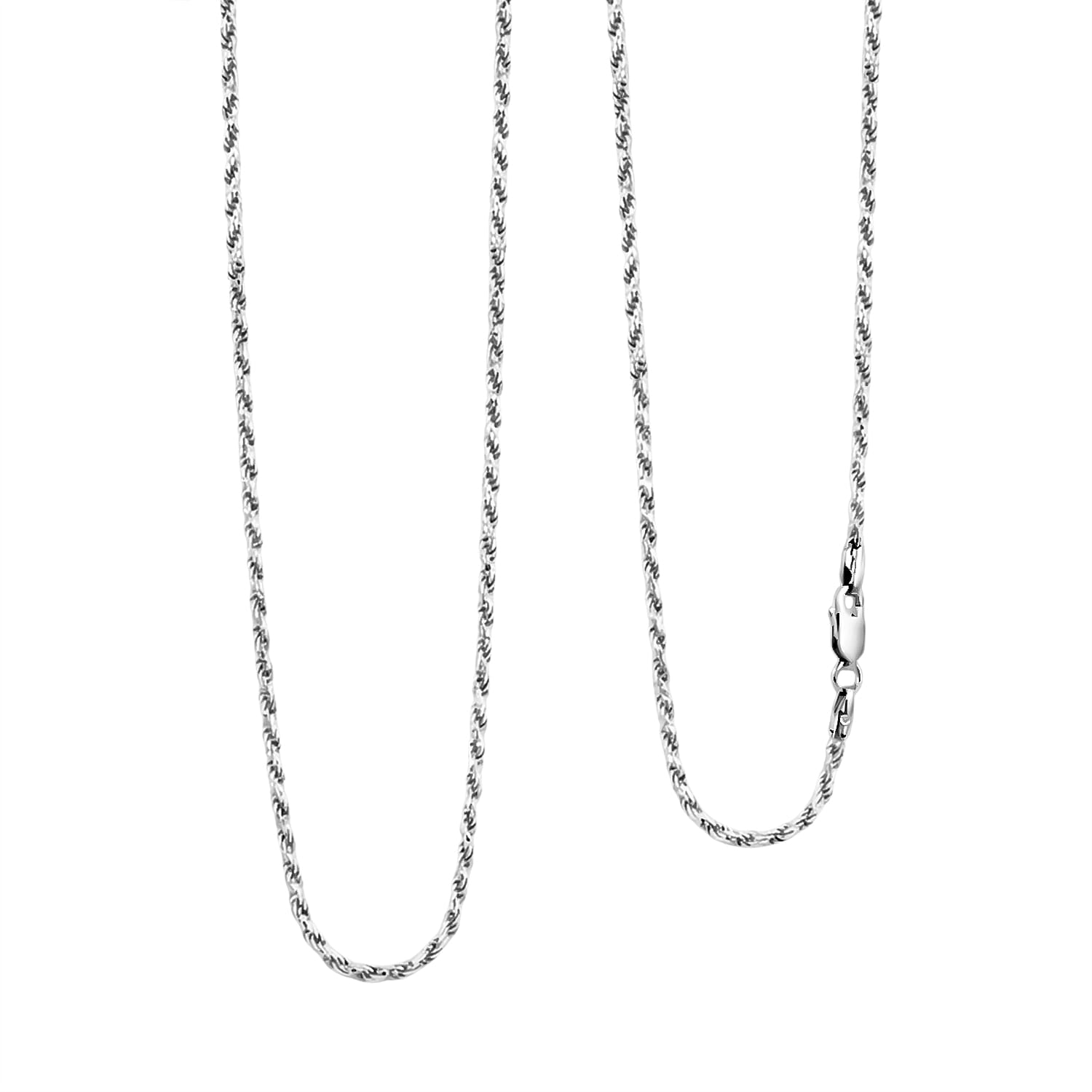 shop lc Italian Twisted Link Chain Necklace in Rhodium Over Sterling Silver 8.69 Grams 20 Inches