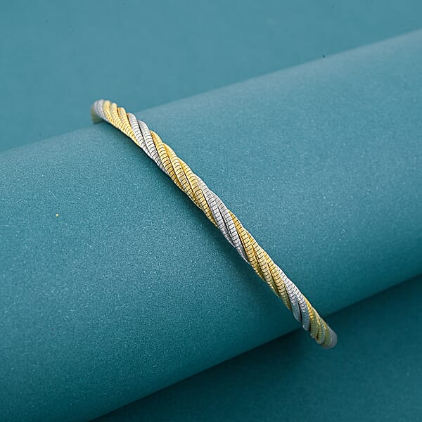 Shop Lc Italian Twisted Omega Chain Bracelet In 14K YG And Rhodium Over Sterling Silver (7.25 In) 8.4 Grams