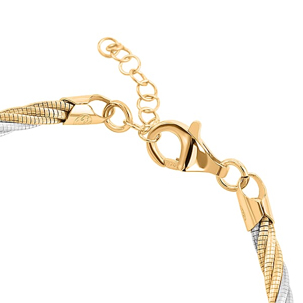 Shop Lc Italian Twisted Omega Chain Bracelet In 14K YG And Rhodium Over Sterling Silver (7.25 In) 8.4 Grams