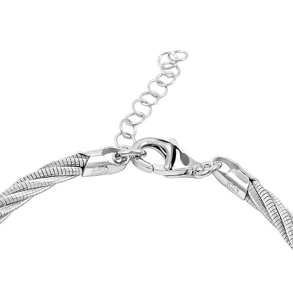 Shop Lc Italian Twisted Omega Chain Bracelet In Rhodium Over Sterling Silver (7.25 In) 9 Grams
