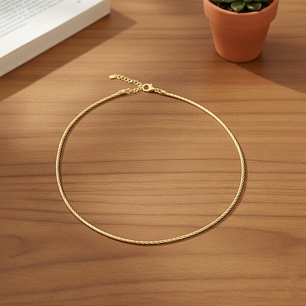 Shop Lc Italian Twisted Omega Chain Necklace In 14K Yellow Gold Over Sterling Silver 17 Inches 18.8 Grams