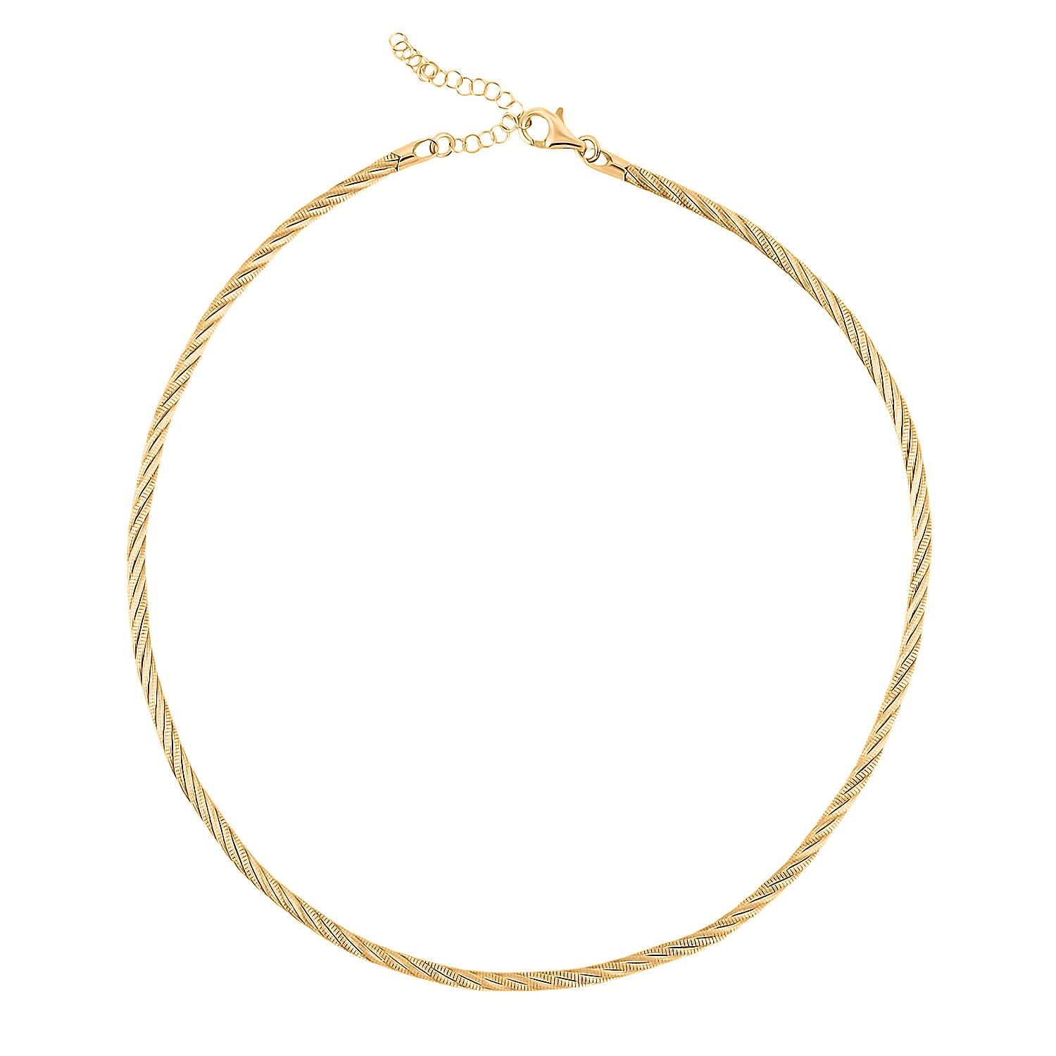 shop lc Italian Twisted Omega Chain Necklace in 14K Yellow Gold Over Sterling Silver 17 Inches 18.8 Grams