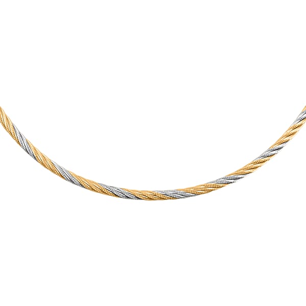 Shop Lc Italian Twisted Omega Chain Necklace In 14K YG And Rhodium Over Sterling Silver 19.25 Grams 17 Inches