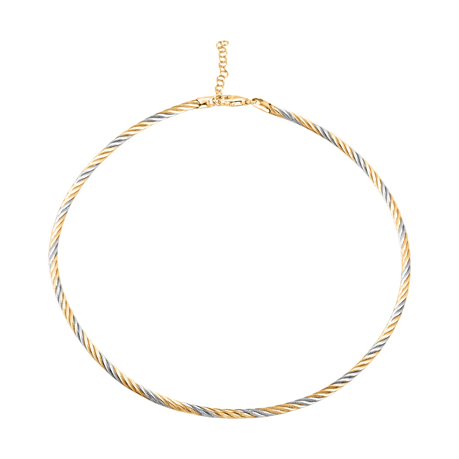 shop lc Italian Twisted Omega Chain Necklace in 14K YG and Rhodium Over Sterling Silver 19.25 Grams 17 Inches