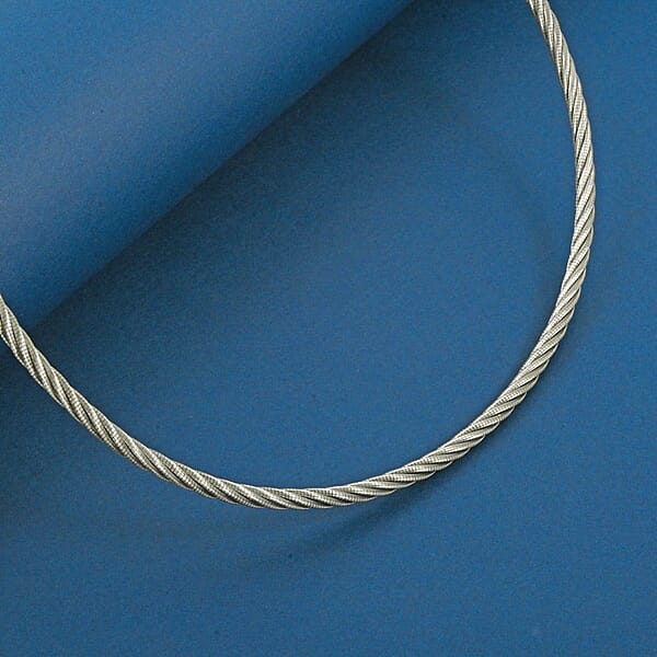 Shop Lc Italian Twisted Omega Chain Necklace In Sterling Silver 20.21 Grams 17 Inches