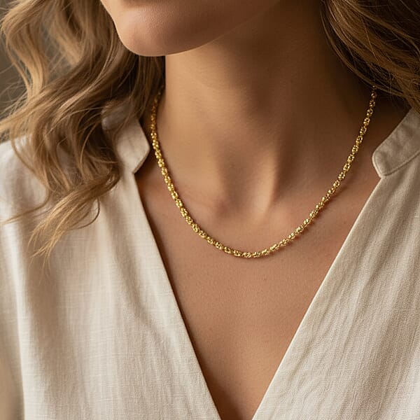 Shop Lc Italian Typhoon Chain Necklace In 14K Yellow Gold Over Sterling Silver 11.88 Grams 18-20 Inches
