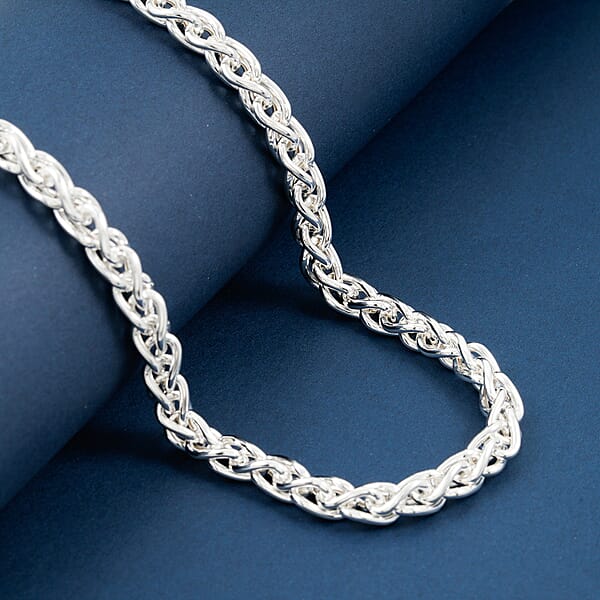 Shop Lc Italian Wheat Chain Necklace In Sterling Silver 32.5 Grams 20 Inches