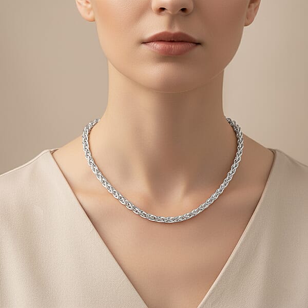 Shop Lc Italian Wheat Chain Necklace In Sterling Silver 32.5 Grams 20 Inches