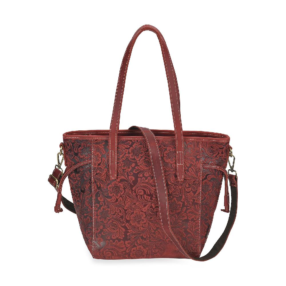 shop lc Italy Retro Noble Collection Burgundy Genuine Leather Floral Embossed Crossbody Bag with Shoulder Strap