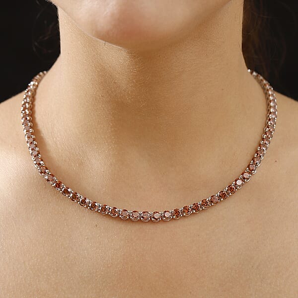 Shop Lc J Francis Embellished With Caramel Zirconia By Swarovski 71.40 Ctw Celestial Radiance Necklace In Rhodium Over Sterling Silver 18 Inches