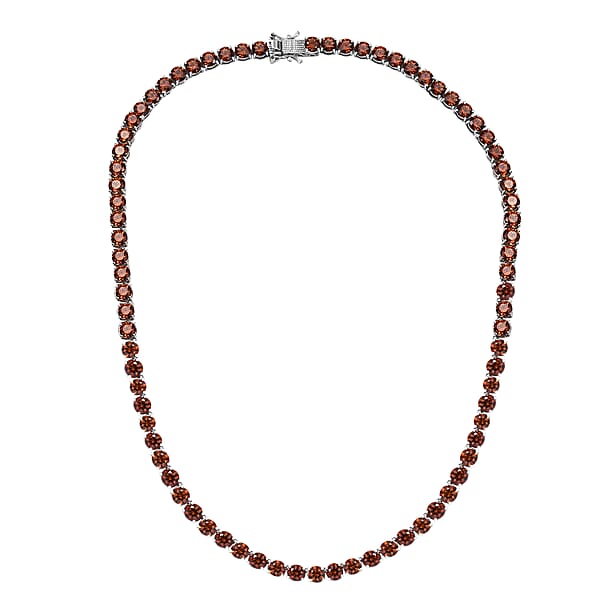 Shop Lc J Francis Embellished With Caramel Zirconia By Swarovski 71.40 Ctw Celestial Radiance Necklace In Rhodium Over Sterling Silver 18 Inches