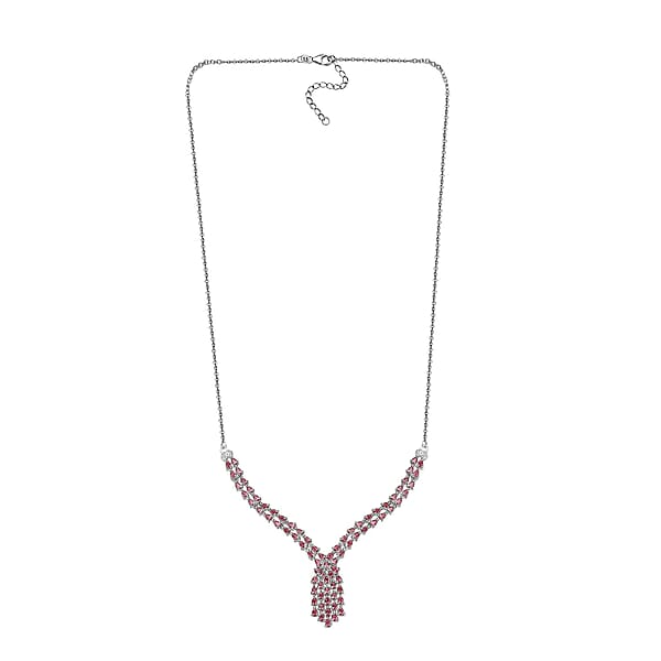 Shop Lc J Francis Embellished With Fancy Pink Zirconia By Swarovski 6.25 Ctw Waterfall Necklace In Rhodium Over Sterling Silver 18 Inches